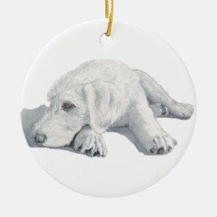 Schläfriger Labradoodle Welpe Keramikornament