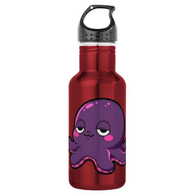 Schläfriger Lustiger Oktopus  Edelstahlflasche (Vorderseite)