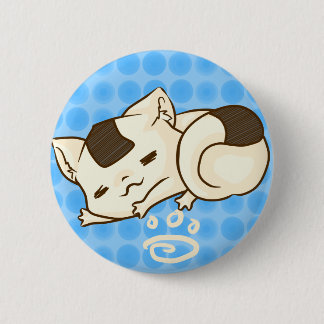 Schläfriger Onigiri Katzen-Knopf (blau) Button