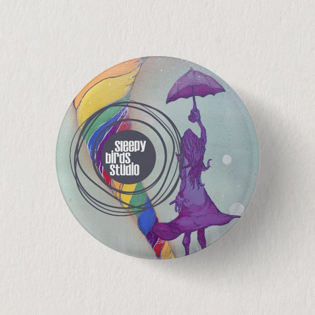 Schläfriger Vogel-Studio-Knopf 3 Button (Vorderseite)