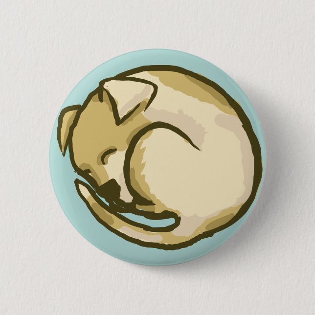 Schläfriger Welpen-Knopf Button (Vorderseite)
