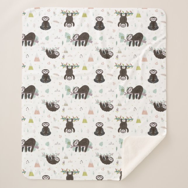 Schläfriges süßes Trägheits-Muster Sherpadecke (Vorderseite)