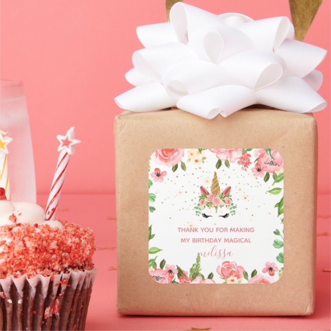 Schläfrigkeit Einhornröte Blüte Dank Sticker (Party)