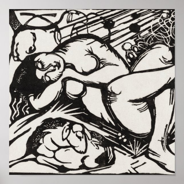 Schlafshepherdess Franz Marc Woodcut Poster (Vorne)
