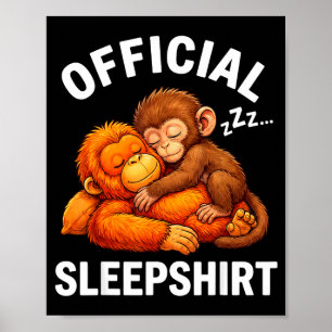 Schlafshirt Tier süß Punch-Affe Plüsch umarmend Poster