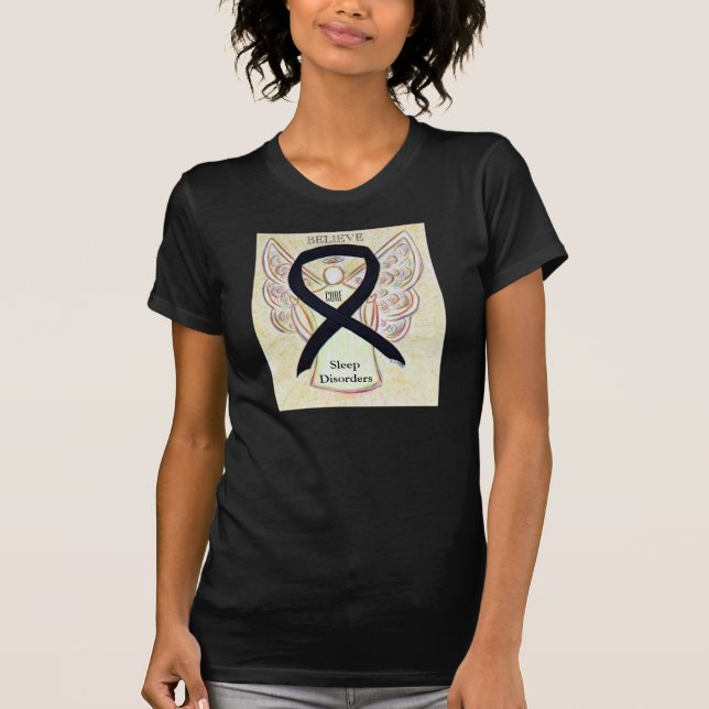 Schlafstörungen Schwarzes Bewusstsein Ribbon Angel T-Shirt (Vorderseite)