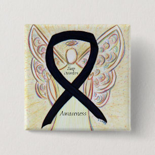 Schlafstörungen Sensibilisierung Angel Black Ribbo Button