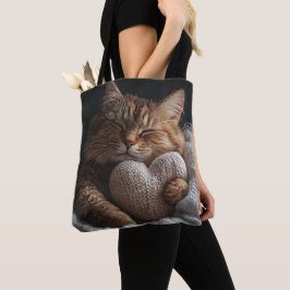 SCHLAFTABBYKATTE MIT HERZGESTATTETER PILLOW