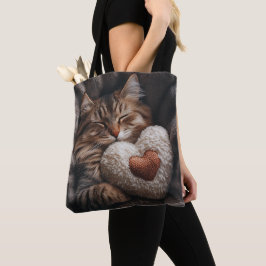 SCHLAFTABBYKATTE MIT HERZGESTATTETER PILLOW