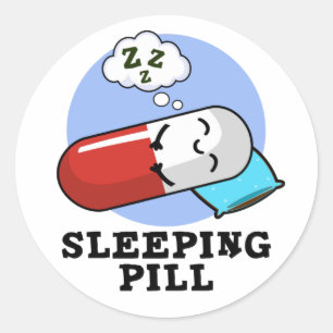 Schlaftablette Funny Medicine Pub Runder Aufkleber