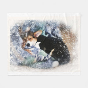 Schlafwalisischer Corgi Fleecedecke