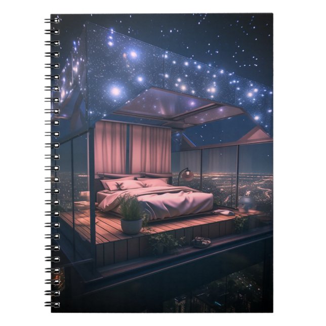 Schlafzimmer am Himmel Notizblock (Vorderseite)