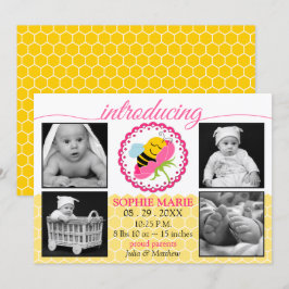 Schlafzimmer Bee Baby Girl Foto Geburtsankündigung Ankündigung