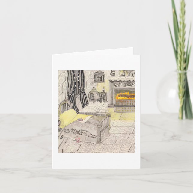 Schlafzimmer mit 🐀 dankeskarte (Vorderseite)