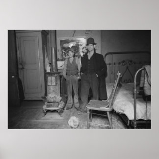 Schlafzimmer mit großer Depression, 1930er Jahre Poster