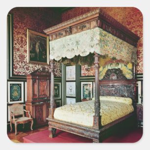 Schlafzimmer mit Henri II und Diane de Poitiers Quadratischer Aufkleber