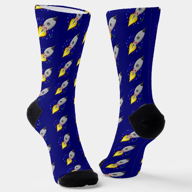 Schlag ab! Raketenschiff Socken (Gewinkelt)