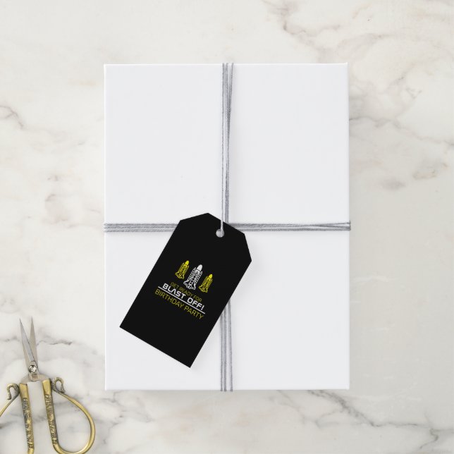 Schlag ab! Raumschiff, Geburtstag Geschenkanhänger (Mit Garn)