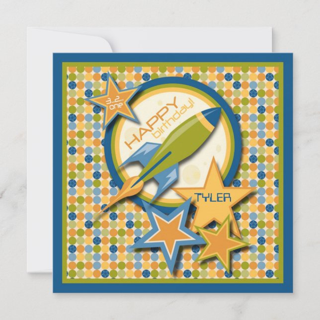 Schlag ab! Raumschiff Geburtstag Karte (Vorderseite)