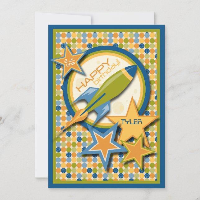 Schlag ab! Raumschiff Geburtstag Karte (Vorderseite)
