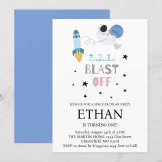 Schlag ab! Weltraumraketenschiff zum Geburtstag Einladung