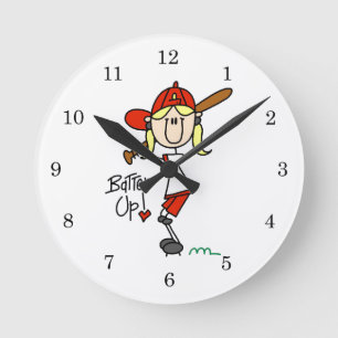 Schlag-auf-Mädchen-Baseball-T-Shirts und Geschenke Runde Wanduhr