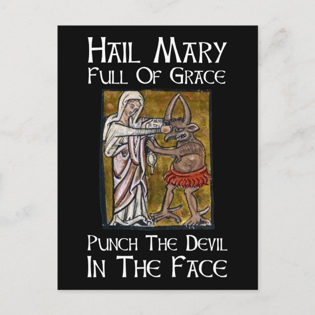 Schlag den Teufel ins Gesicht! Postkarte (Vorderseite)