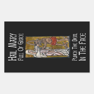 Schlag den Teufel ins Gesicht! Rechteckiger Aufkleber