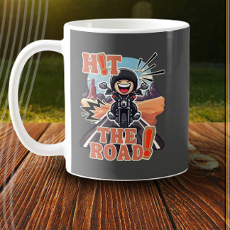 Schlag die Straße! Funny Road Trip Biker Kaffeetasse