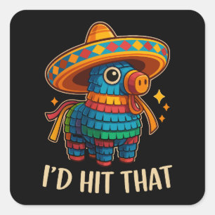 Schlag Diese Piñata Cinco De Mayo Quadratischer Aufkleber