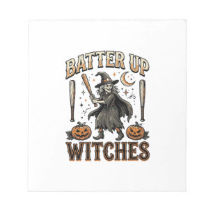 Schlag Hexen auf, Vintage-Halloween-Baseball-Desig Notizblock