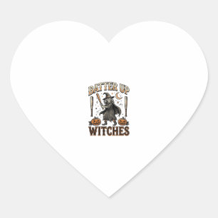 Schlag Hexen auf Vintage-Halloween-Baseball-Design Herz-Aufkleber