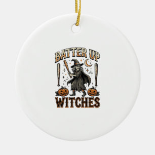 Schlag Hexen Vintage Halloween Baseball Design Keramik Ornament