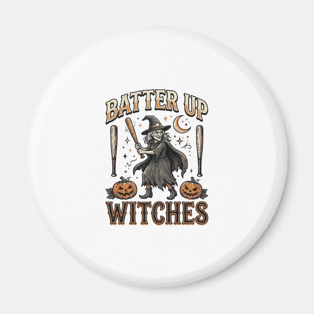 Schlag Hexen Vintage Halloween Baseball Design Magnet (Vorne)