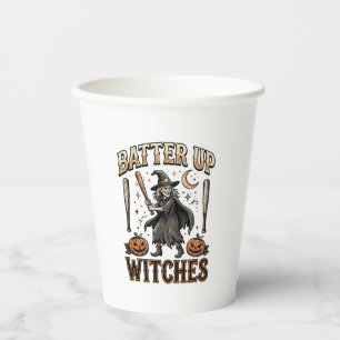 Schlag Hexen Vintage Halloween Baseball Design Pappbecher