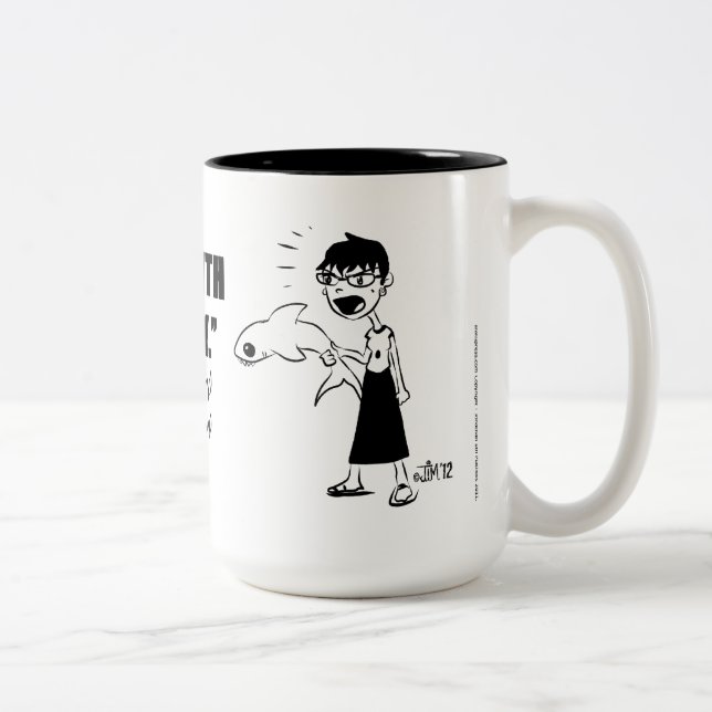 Schlag jemand mit einer Baby-Haifisch-Tasse Zweifarbige Tasse (Rechts)