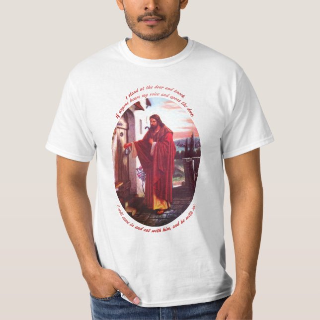 Schlag Jesuss Christus Tür-am religiösen T - T-Shirt (Vorderseite)