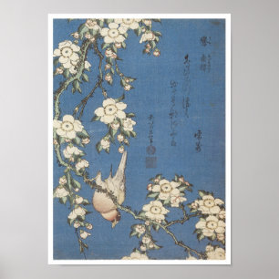 Schlag Tscherisch und Bullfinch, Hokusai, 1834 Poster