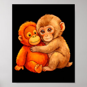 Schlagaffe süßes Baby lustiges Tier Poster