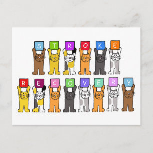 Schlaganfall Erholung bald gut Cartoon Katzen Postkarte