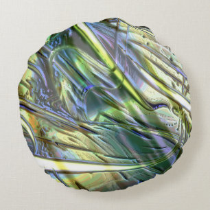 Schlaganfälle im Bambusstil, sanft, grün Rundes Kissen