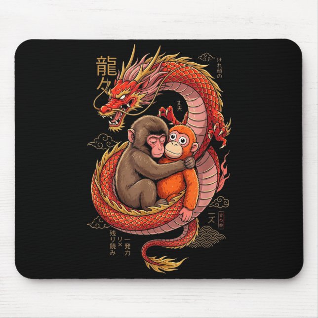 Schlage den Affen, der ein Kuscheltier umarmt Meme Mousepad (Vorne)