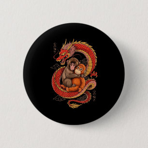 Schlage den Affen japanische Ästhetik Drache Tokio Button