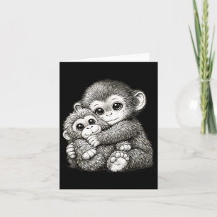 Schlage einen Affen mit Teddybär-Knuddelfoto Karte