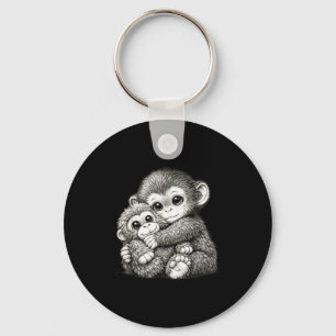 Schlage einen Affen mit Teddybär Kuschel-Meme Schlüsselanhänger