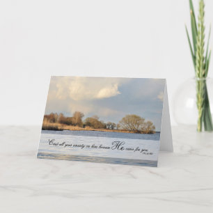 Schlagen Sie alle Sorgen auf Ihm - Scripture Card Dankeskarte