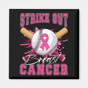 Schlagen Sie Brustkrebs Baseball Pink Ribbon aus Magnet