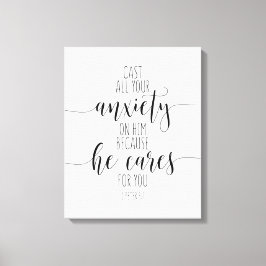 Schlagen Sie ihm all Ihre Sorgen auf, 1 Peter 5:7 Leinwanddruck