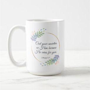 Schlagen Sie Ihre Ängste auf Ihm 1 Peter 5:7 Kaffeetasse