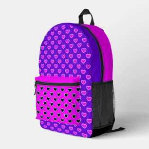 Schlagende Farben Rosa Lila Und Schwarz Mit Herzen Bedruckter Rucksack